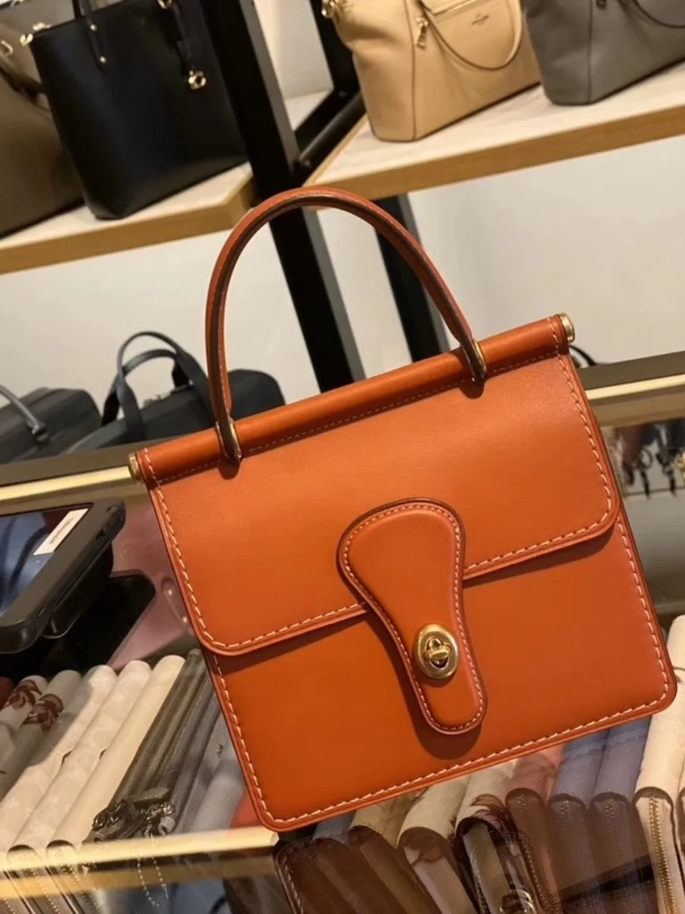 Coach Willis 18 Top-Handle Satchel Orange - Picture 2 of 7